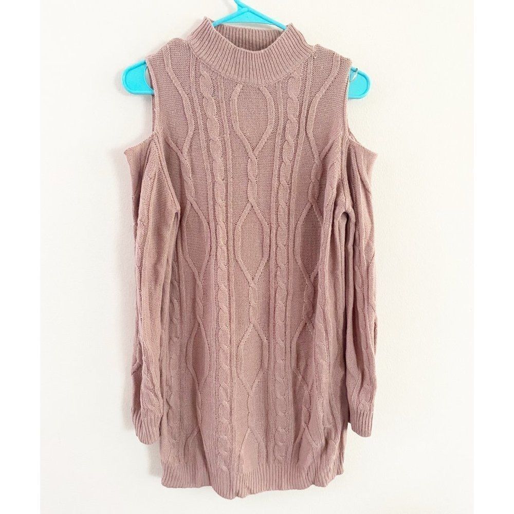 NWOT No Comment Cold Shoulder Blush Knit Sweater